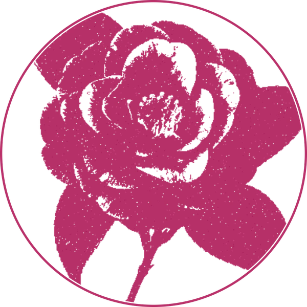 A round camellia personal seal in magenta ink