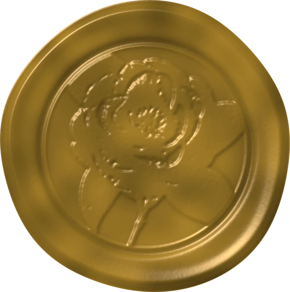 Camellia wax seal in gold