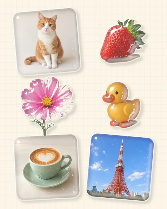A Compose page of puffy stickers